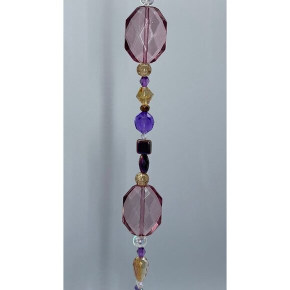 Beaded Suncatcher - Purple Gold - Clear Crystal Prism Ring - Hanging Decor - Picture 11 of 16
